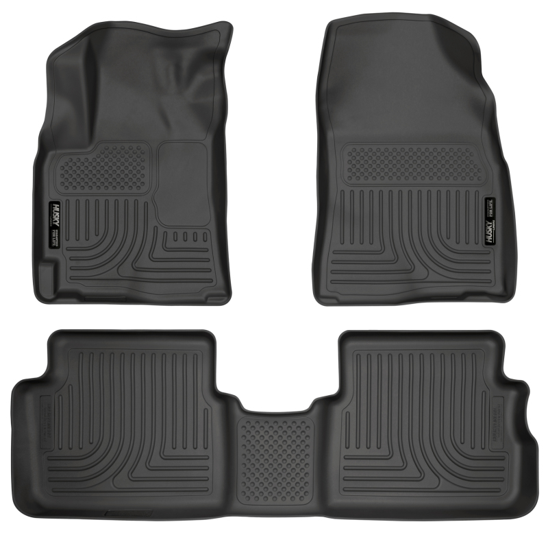 Pontiac Vibe Floor Liners - Front + Rear - Husky Liners - WeatherBeater Combo - Black - `09-`10